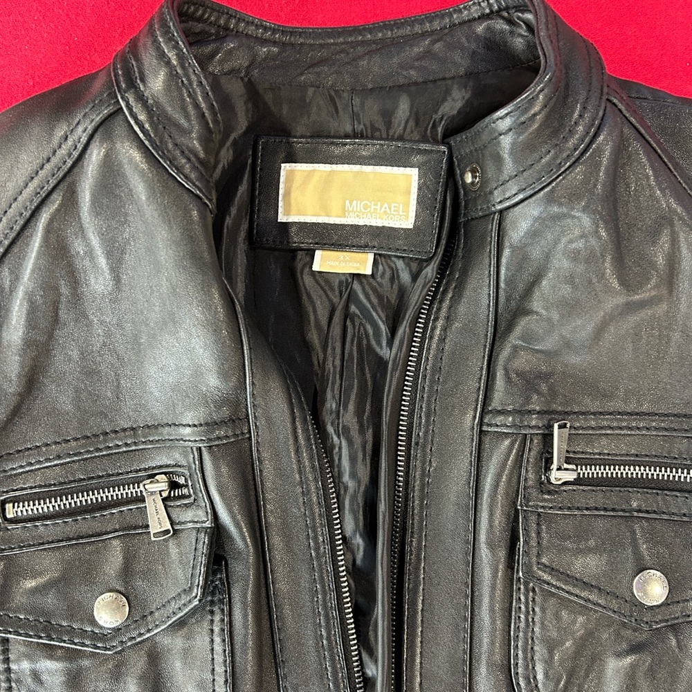 Michaels Black Leather Varsity Jacket